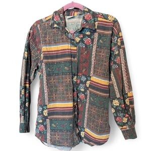 Vintage Multicolor Patchwork Button-Up Shirt
